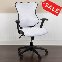 Flash Furniture BL-ZP-806-WH-GG High Back Designer White Mesh Executive Swivel Ergonomic Office Chair with Adjustable Arms